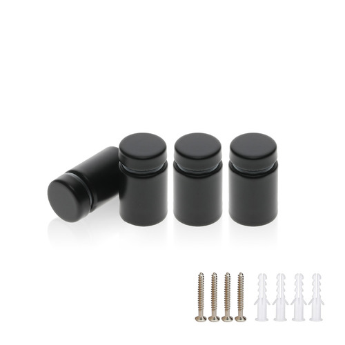 (Set of 4) 5/8'' Diameter X 3/4'' Barrel Length,  Hollow Stainless Steel Matte Black Finish. Easy Fasten Standoff with (4) 2208Z Screws and (4) LANC1 Anchors for concrete or drywall (For Inside Use Only) [Required Material Hole Size: 7/16'']