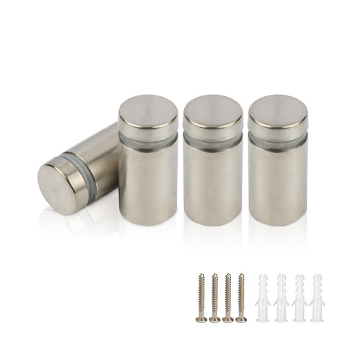 (Set of 4) 5/8'' Diameter X 1'' Barrel Length, Hollow Stainless Steel Brushed Finish. Easy Fasten Standoff with (4) 2208Z Screws and (4) LANC1 Anchors for concrete or drywall (For Inside Use Only) [Required Material Hole Size: 7/16'']