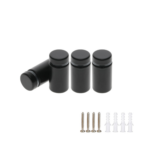 (Set of 4) 5/8'' Diameter X 1'' Barrel Length,  Hollow Stainless Steel Matte Black Finish. Easy Fasten Standoff with (4) 2208Z Screws and (4) LANC1 Anchors for concrete or drywall (For Inside Use Only) [Required Material Hole Size: 7/16'']