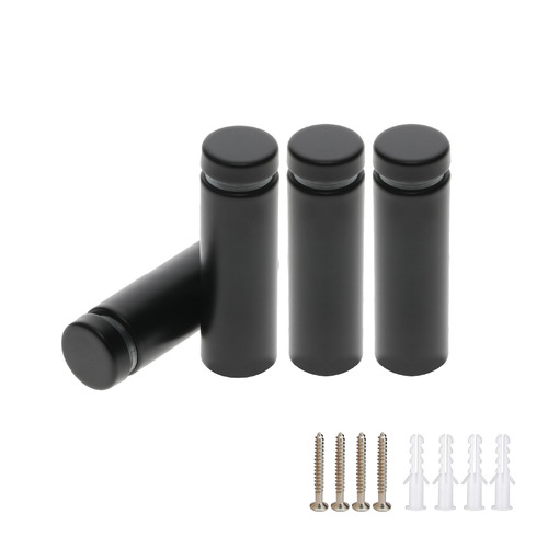 (Set of 4) 5/8'' Diameter X 1-3/4'' Barrel Length,  Hollow Stainless Steel Matte Black Finish. Easy Fasten Standoff with (4) 2208Z Screws and (4) LANC1 Anchors for concrete or drywall (For Inside Use Only) [Required Material Hole Size: 7/16'']