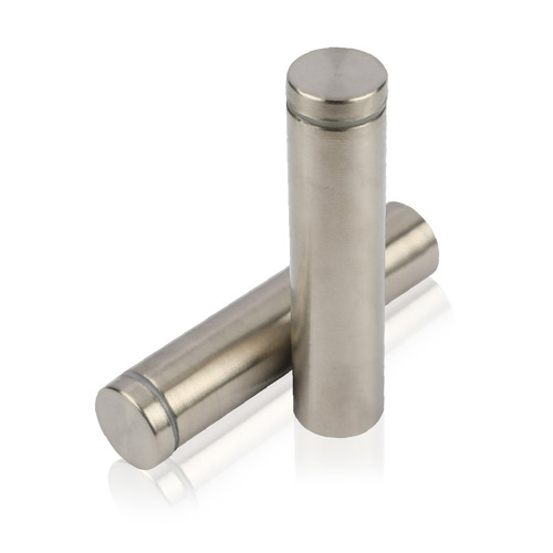 5/8'' Diameter X 2-1/2'' Barrel Length, Hollow Stainless Steel Brushed Finish. Easy Fasten Standoff (For Inside Use Only) [Required Material Hole Size: 7/16'']