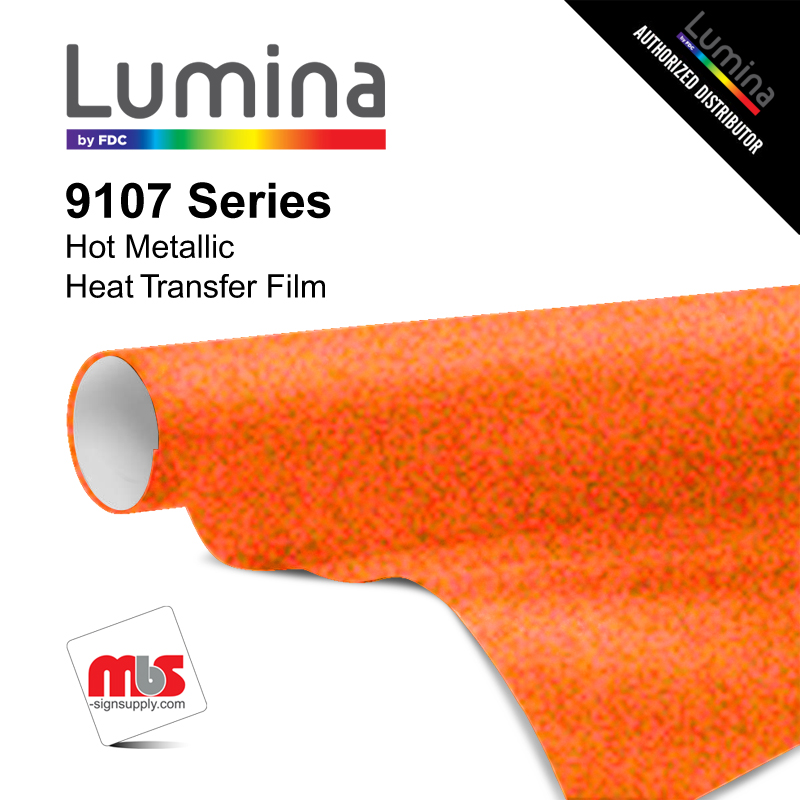 15'' x 5 Yards Lumina® 9107 Gloss Orange 2 Year Unpunched 3.5 Mil Heat Transfer Vinyl (Color code 009)