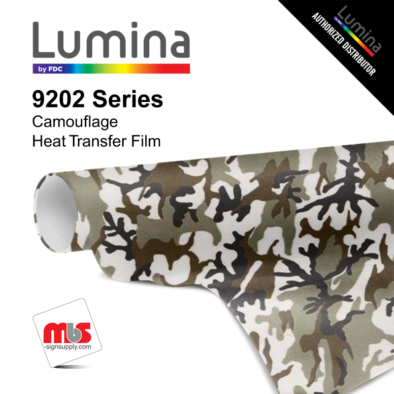  15'' x 5 Yards Lumina® 9202 Matte Camouflage 1 Year Unpunched 2.4 Mil Heat Transfer Vinyl (Color code 142)