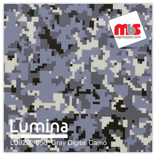 15'' x 5 Yards Lumina® 9202 Matte Grey Digital Camouflage 1 Year Unpunched 2.4 Mil Heat Transfer Vinyl (Color code 050)