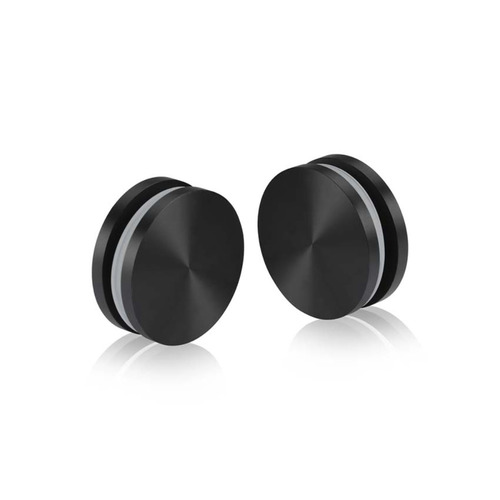 2'' Diameter Matte Black Anodized Aluminum, 180 Degree Mall Front Clamp (Material Thickness Accepted: 1/4'' to 1/2'')