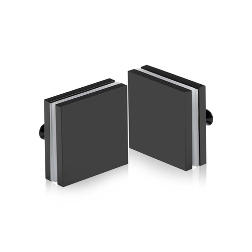 1-1/2'' x 1-1/2'' Matte Black Stainless Steel 304, Square Mall Front Clamp (Material Thickness Accepted: 1/4'' to 1/2'')
