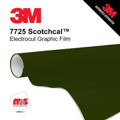 15'' x 10 Yards 3M™ 7725 Scotchcal™ ElectroCut™ Gloss Khaki Green 8 year Unpunched 2 Mil Cast Graphic Vinyl Film (Color Code 016)