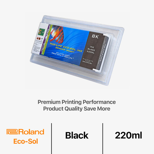 Roland Eco-Sol Max 220ml Remanufactured Black Ink Cartridge for Soljet/VersaCamm