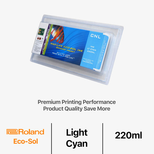 Roland Eco-Sol Max 220ml Remanufactured Light Cyan Cartridge for Soljet/VersaCamm