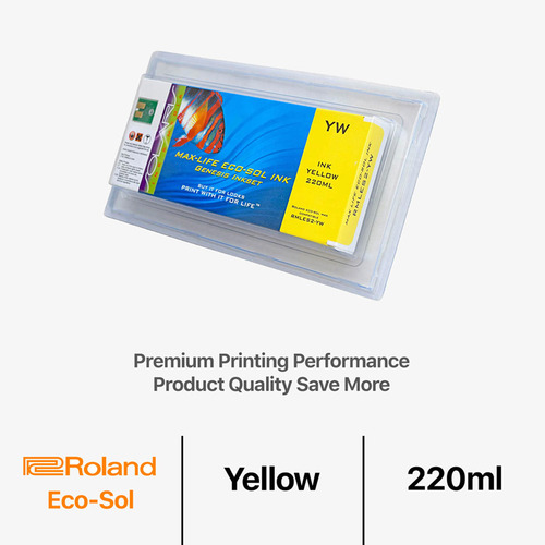 Roland Eco Sol Max 220ml Remanufactured Yellow Ink Cartridge for Soljet/VersaCamm