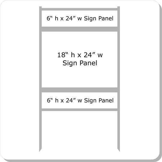 24'' Wide x 18''Tall Gray Double Rider Slide-in/Bolt-in Real Estate Sign Panel Frame (accepts up to 1/8'' thickness)