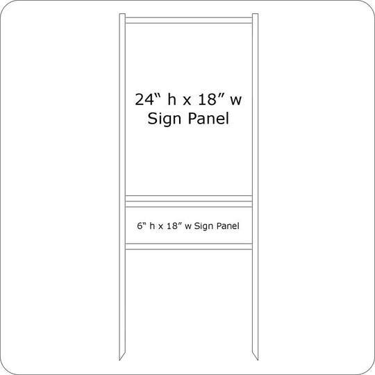 18'' Wide x 24'' Tall White Single Rider Slide-in/Bolt-in Real Estate Sign Panel Frame (accepts up to 1/8'' thickness)
