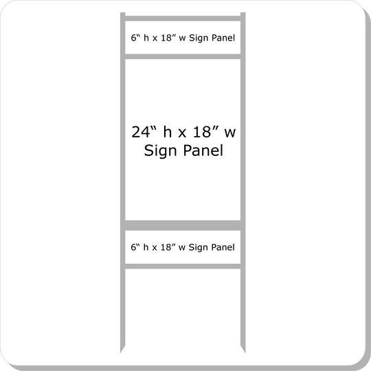 18'' Wide x 24'' Tall Gray Double Rider Slide-in Real Estate Sign Panel Frame (accepts up to 1/8'' thickness) *SLIDE-IN ONLY*