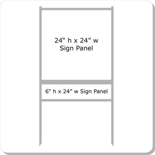 24'' Wide x 24'' Tall Gray Single Rider Slide-in/Bolt-in Real Estate Sign Panel Frame (accepts up to 1/8'' thickness)