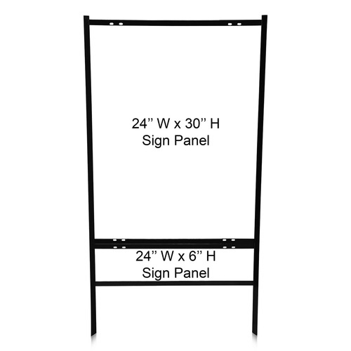 24'' Wide x 30'' Tall Black Single Rider Slide-in/Bolt-in Real Estate Sign Panel Frame (accepts up to 1/8'' thickness)