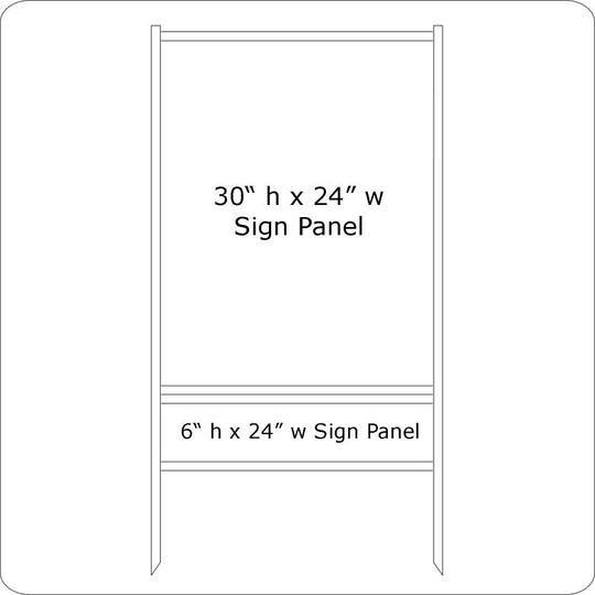 24'' Wide x 30'' Tall White Single Rider Slide-in/Bolt-in Real Estate Sign Panel Frame (accepts up to 1/8'' thickness)