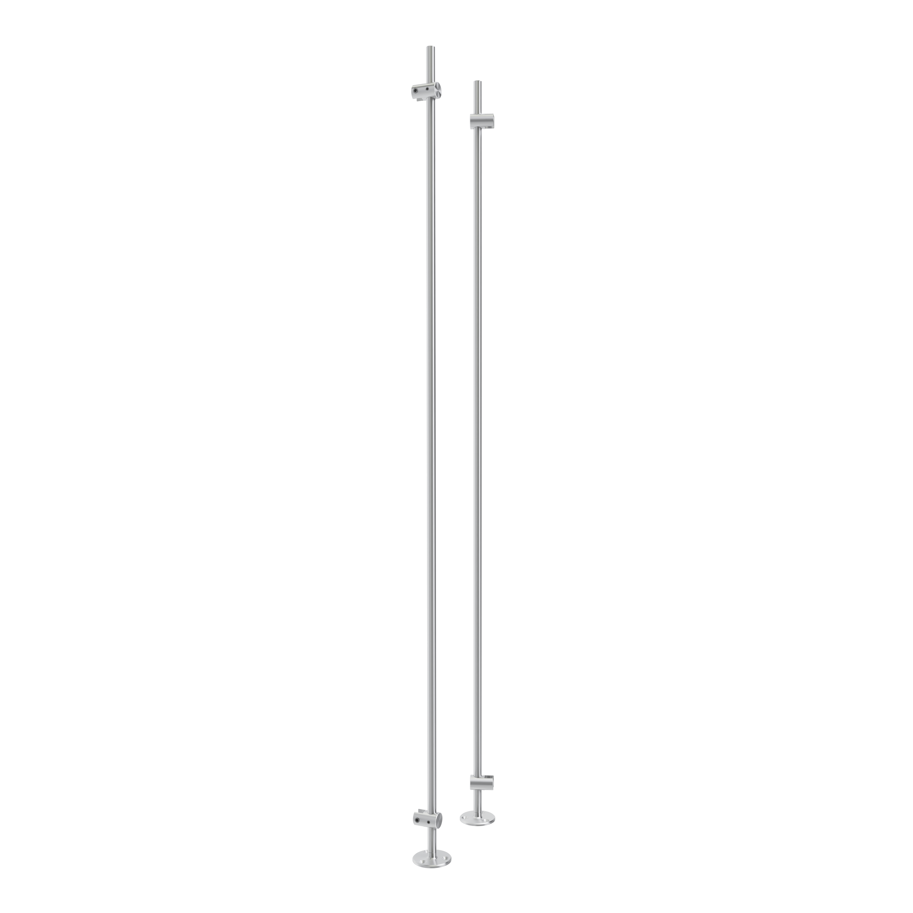 Set of 2, 3/8’’ Diameter Rod Projecting Mount, Aluminum Clear Anodized Finish, 36'' Long w/ 3 Holes Mounting Plate, to be installed with screws (Included) or double sided tape (not included). Hold up to 5/16'' material thickness.