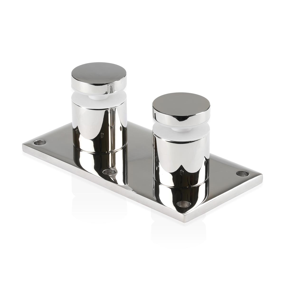 316 Polished Stainless Steel Standard 2'' Glass Rail Standoff Fitting with Mounting Plate [Required Material Hole Size: 3/4''']