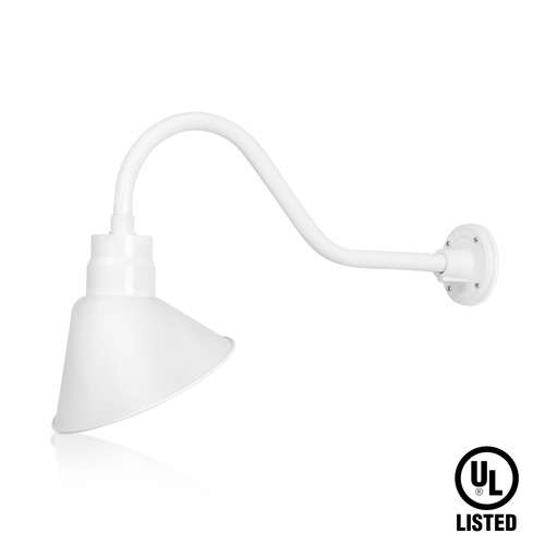 (1) 10'' Diameter White Angle Shade with (1) 22'' Long x 7-1/2'' High White Gooseneck Arm