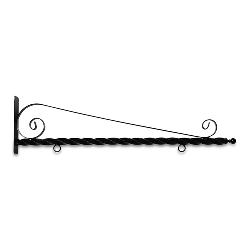 48'' Black Horizontal Deluxe Bi Spiral Steel Sign Bracket with Ball Finial