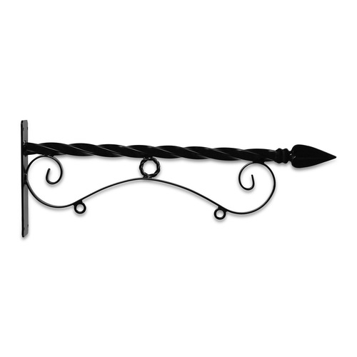 24'' Black Horizontal Reverse Scroll Bi Spiral Steel Bracket with Ball Finial