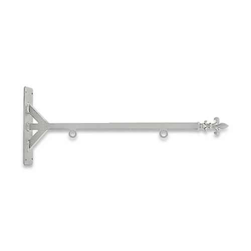 24'' Gray Horizontal Straight Shaft Steel Bracket with Fleur De Lis Finial