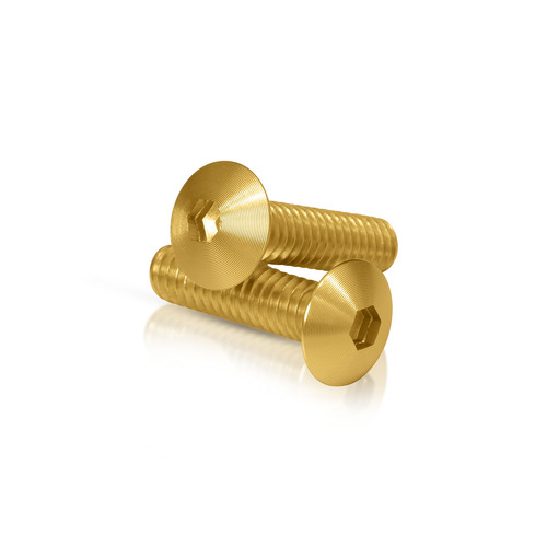 Gold Anodized Aluminum Bolt 1/4-20 Thread, length 3/4'', 5/32'' Hex Broach