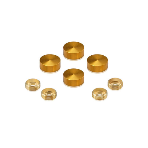 Set of 4 Screw Cover, Diameter: 5/8'', Aluminum Gold Anodized Finish (Indoor or Outdoor Use), Special for 3/16'' Diameter TAPCON Screw Slotted Hex (TAPCON Screw Sold Separatly)