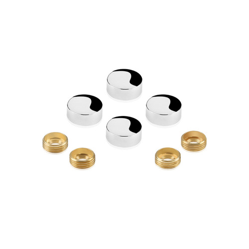 Set of 4 Screw Cover, Diameter: 5/8'', Polished Stainless Steel Finish (Indoor or Outdoor Use), Special for 3/16'' Diameter TAPCON Screw Slotted Hex (TAPCON Screw Sold Separately)