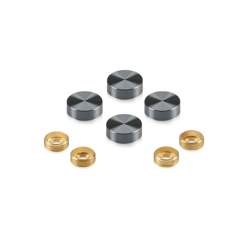Set of 4 Screw Cover, Diameter: 5/8'', Aluminum Titanium Anodized Finish (Indoor or Outdoor Use), Special for 3/16'' Diameter TAPCON Screw Slotted Hex (TAPCON Screw Sold Separatly)