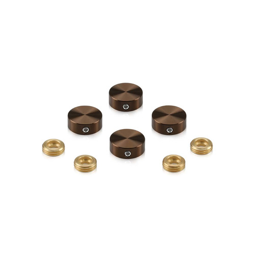 Set of 4 Locking Screw Cover, Diameter: 5/8'', Aluminum Bronze Anodized Finish, (Indoor or Outdoor Use)