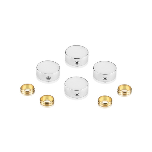 Set of 4 Locking Screw Cover Diameter 5/8'', Polished Stainless Steel Finish (Indoor or Outdoor)