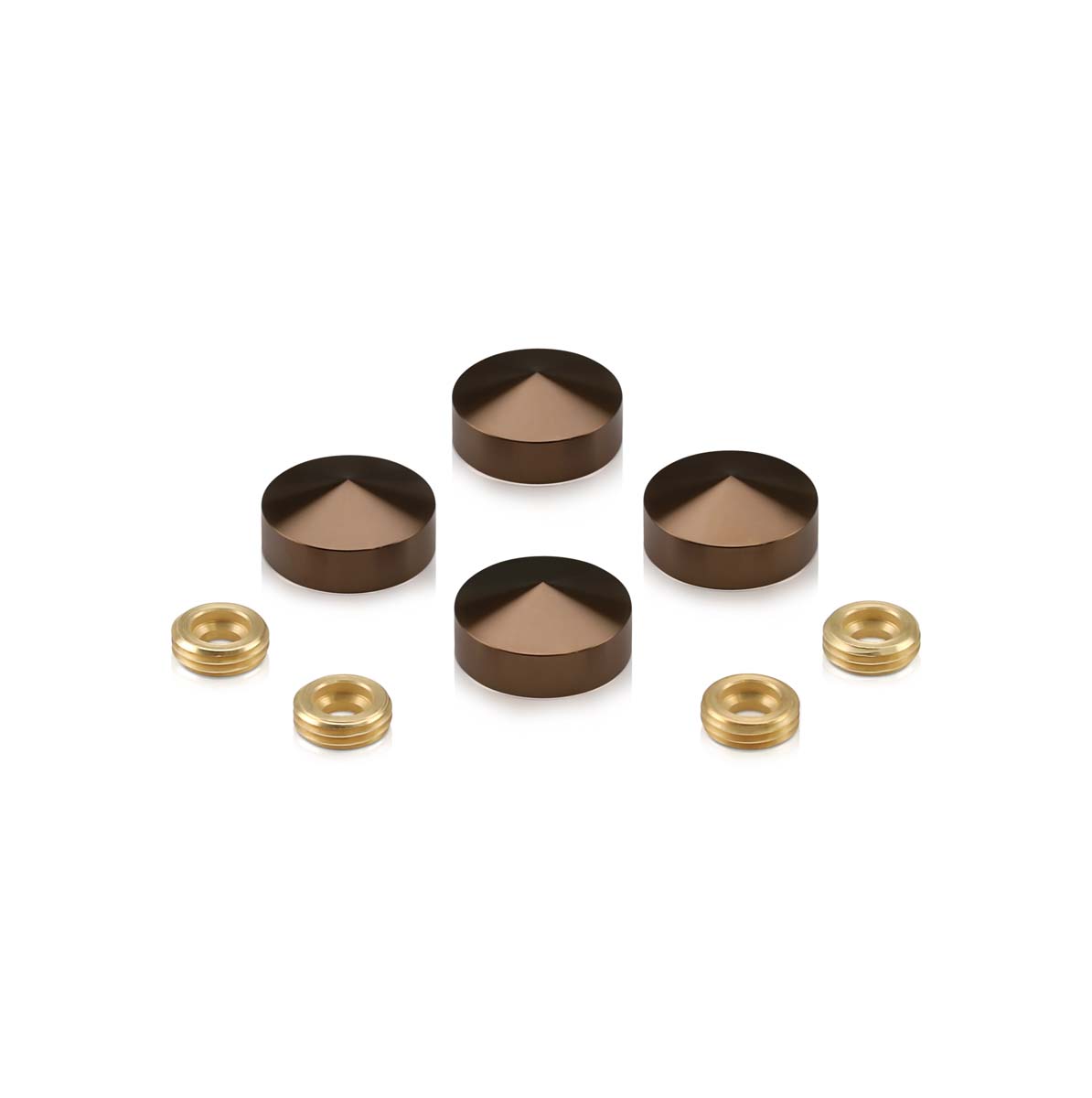 Set of 4 Conical Screw Cover, Diameter: 11/16'' (Less 3/4''), Aluminum Bronze Anodized Finish (Indoor or Outdoor Use)