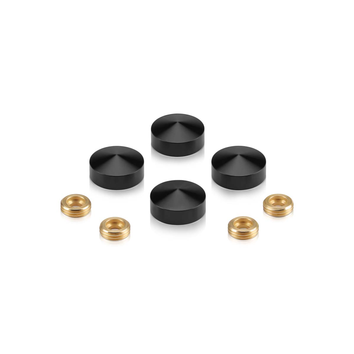 Set of 4 Conical Screw Cover, Diameter: 11/16'' (Less 3/4''), Aluminum Black Anodized Finish (Indoor or Outdoor Use)