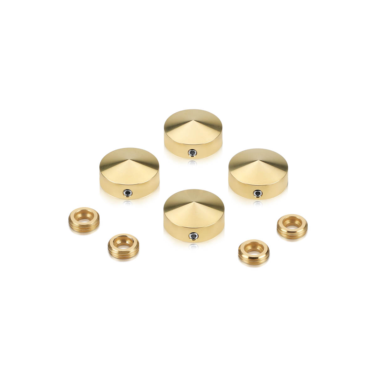 Set of 4 Conical Locking Screw Cover, Diameter: 13/16'' (3/4'') Brass Plain Finish (Indoor or Outdoor Use, but for outdoor use Brass will come darker if no varnish applied)