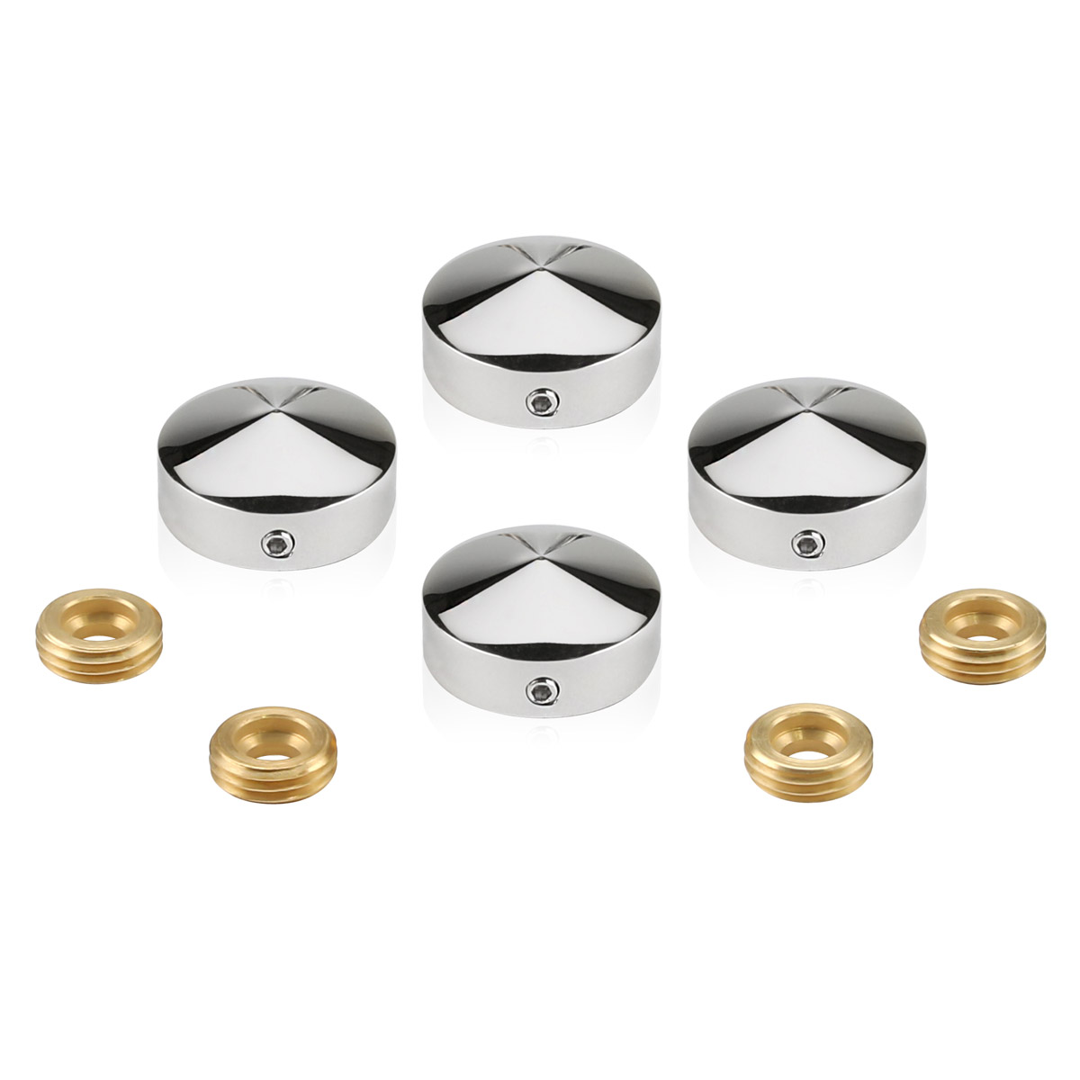 Set of 4 Conical Locking  Screw Cover Diameter 7/8'', Polished Stainless Steel Finish (Indoor or Outdoor)