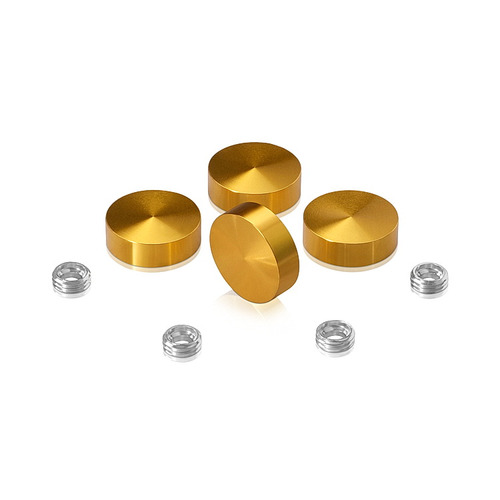 Set of 4 Screw Cover, Diameter: 13/16'' (3/4''), Aluminum Gold Anodized Finish, (Indoor or Outdoor Use)