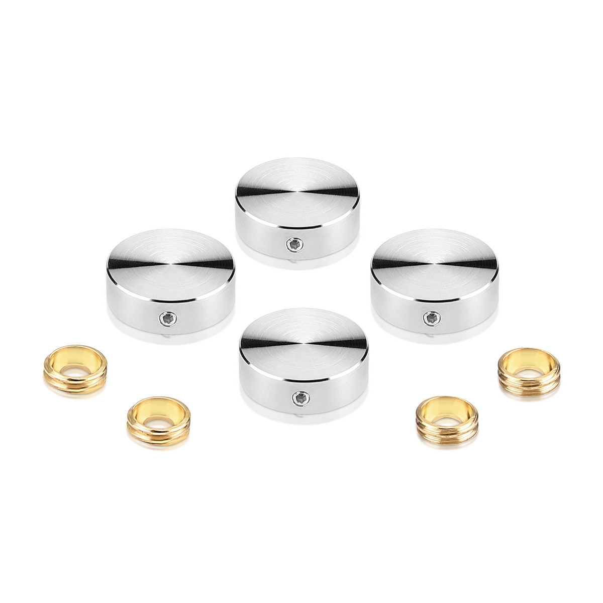 Set of 4 Locking Screw Cover Diameter 7/8'', Satin Brushed Stainless Steel Finish (Indoor or Outdoor)