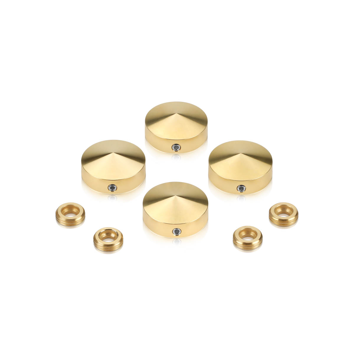 Set of 4 Conical Locking Screw Cover, Diameter: 7/8'' Brass Plain Finish (Indoor or Outdoor Use, but for outdoor use Brass will come darker if no varnish applied)