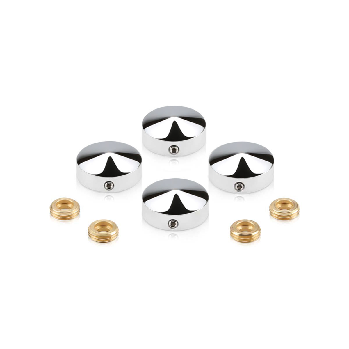 Set of 4 Conical Locking Screw Cover Diameter 7/8'', Polished Stainless Steel Finish (Indoor or Outdoor)