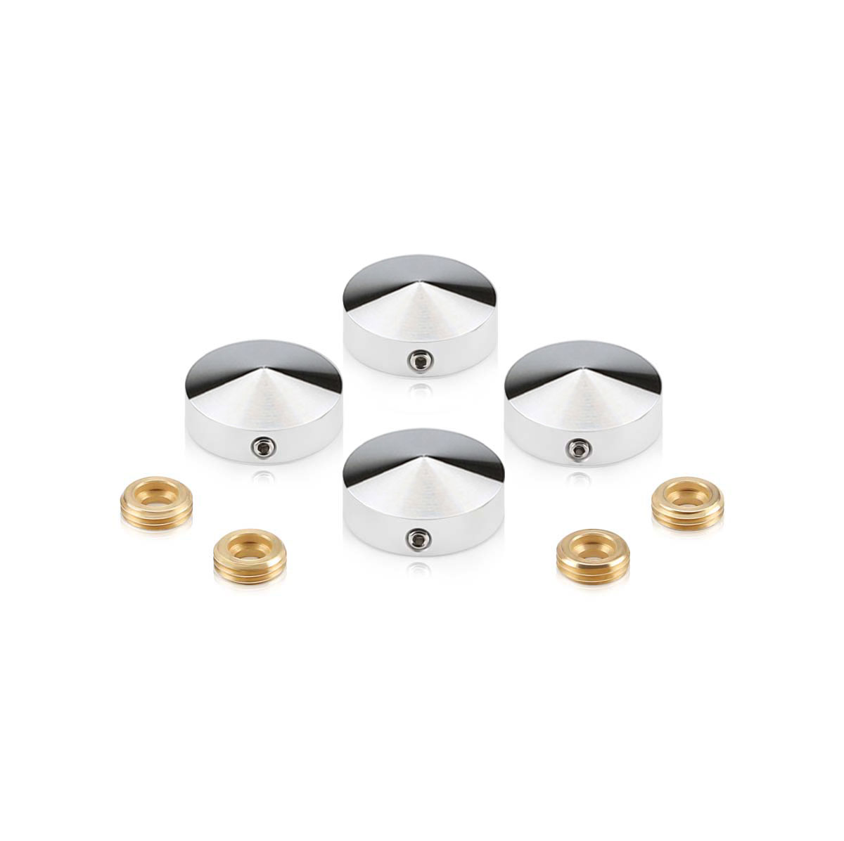 Set of 4 Conical Locking Screw Cover Diameter 7/8'', Satin Brushed Stainless Steel Finish (Indoor Use Only)