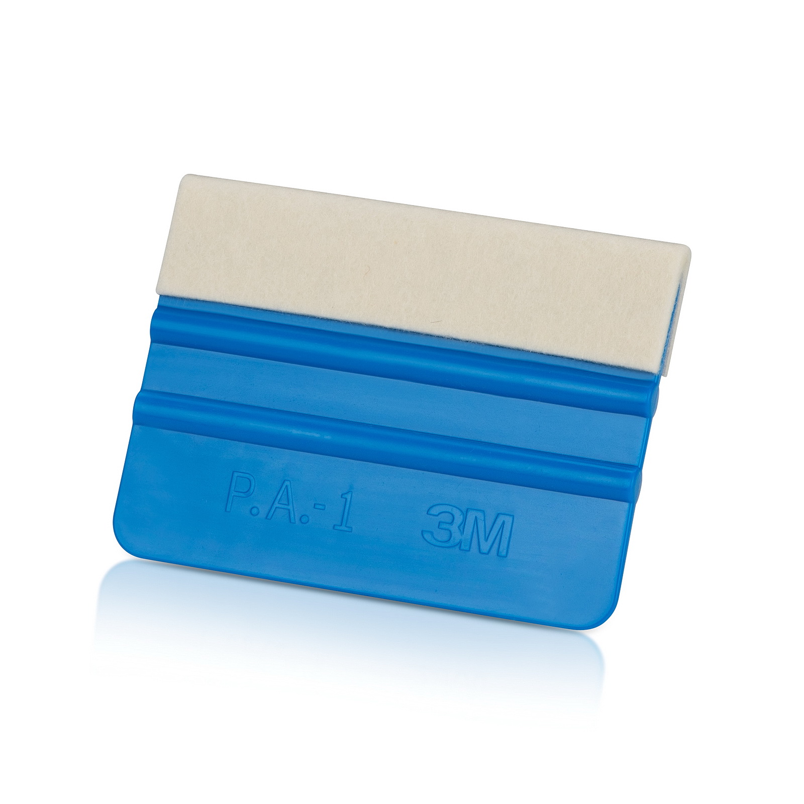 3M 4'' x 3'' Blue Squeegee, Medium Hardness, with White Wool Felt for Vinyl  and Film Application