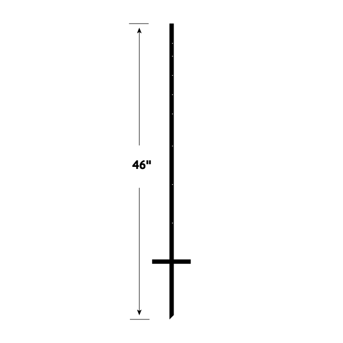 Single Pole Sign Stake 3/4'' Angle Iron x 46'' Tall Powder Coated Black