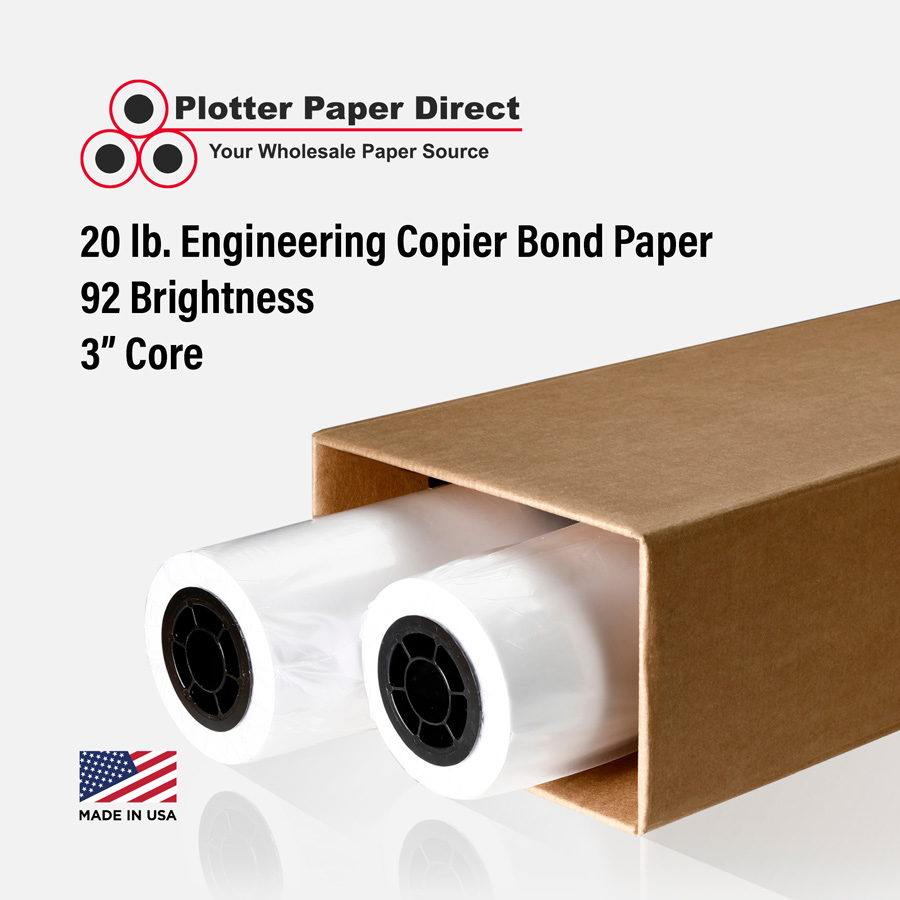 24'' x 500' Rolls - 20# Engineering Bond - 3'' Core (Pack of 2)
