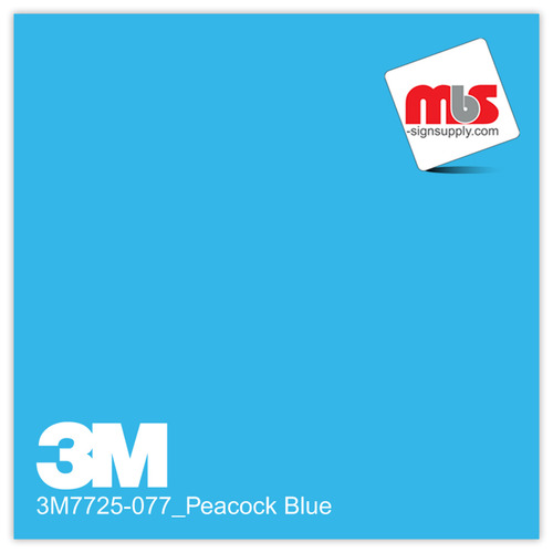 15'' x 10 Yards 3M™ 7725 Scotchcal™ ElectroCut™ Gloss Peacock Blue 8 year Unpunched 2 Mil Cast Graphic Vinyl Film (Color Code 077)