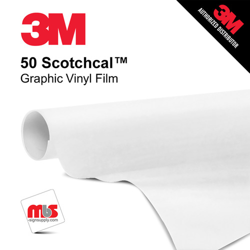 60'' x 50 Yards 3M™ Series 50 Scotchcal Matte White 5 Year Unpunched 3 Mil Calendered Graphic Vinyl Film (Color Code 100)