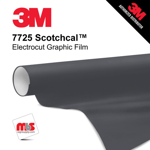 15'' x 50 Yards 3M™ 7725 Scotchcal™ ElectroCut™ Gloss Dark Grey 8 year Punched 2 Mil Cast Graphic Vinyl Film (Color Code 041)