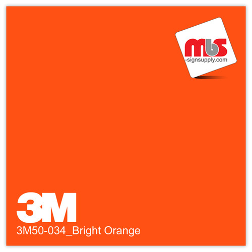 60'' x 50 Yards 3M™ Series 50 Scotchcal Gloss Bright Orange 5 Year Unpunched 3 Mil Calendered Graphic Vinyl Film (Color Code 034)