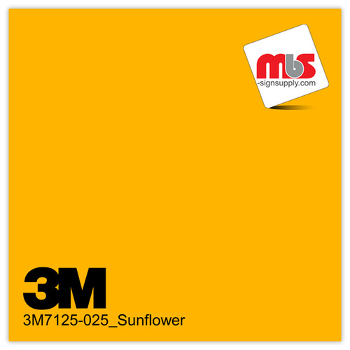 15'' x 10 Yards 3M™ 7125 Scotchcal™ ElectroCut™ Gloss Sunflower 7 year Unpunched 2 Mil Cast Graphic Vinyl Film (Color Code 025)