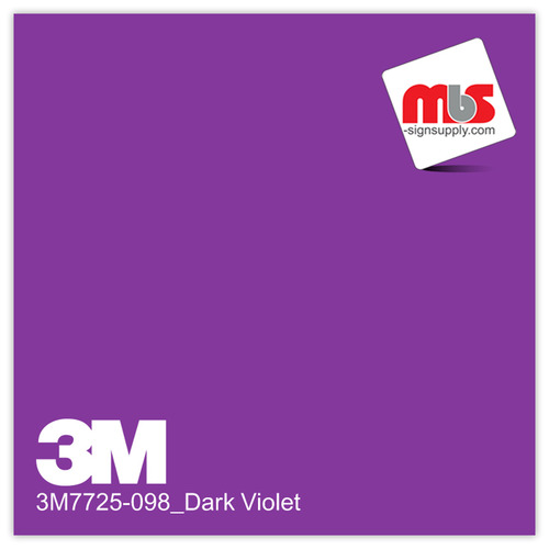 15'' x 10 Yards 3M™ 7725 Scotchcal™ ElectroCut™ Gloss Dark Violet 8 year Punched 2 Mil Cast Graphic Vinyl Film (Color Code 098)